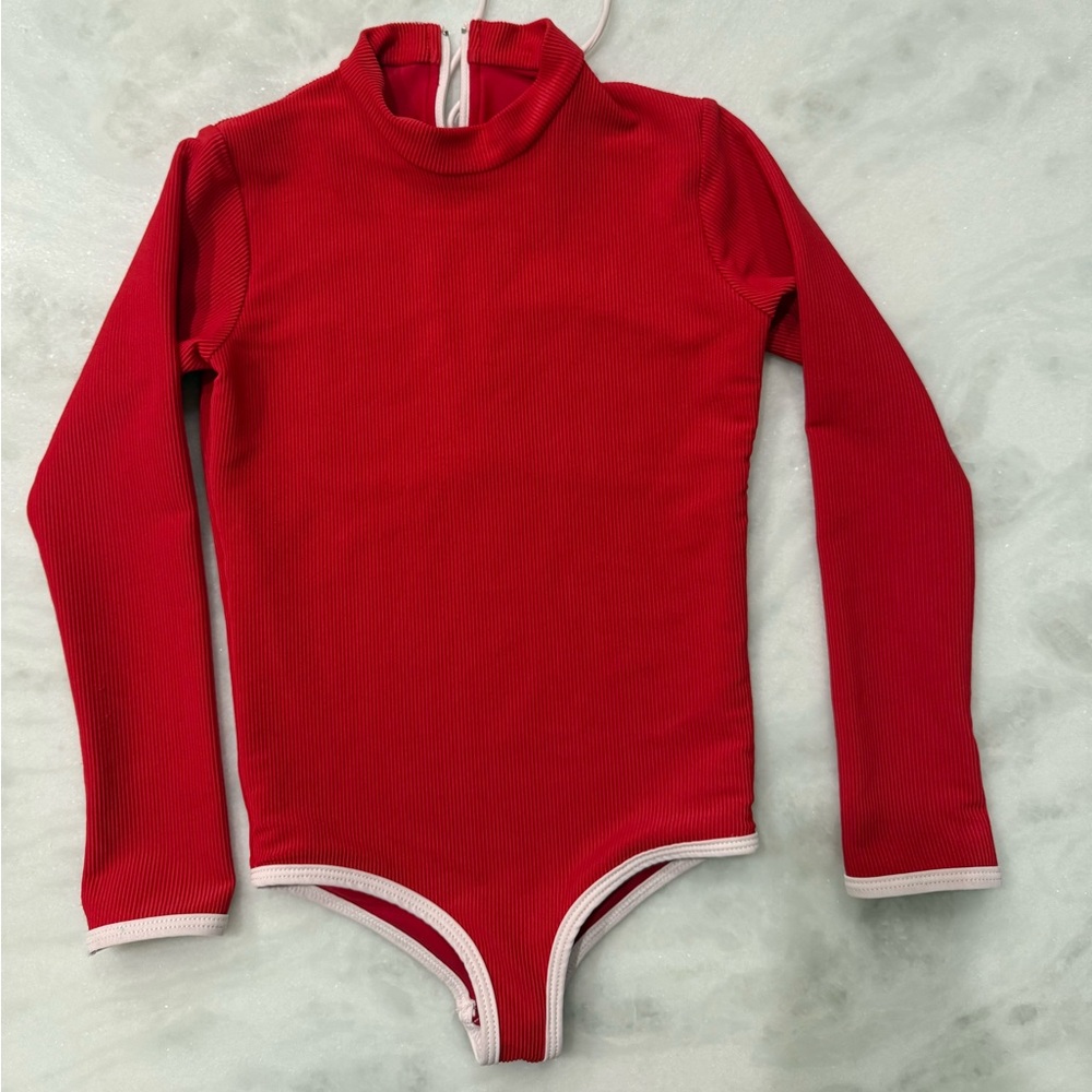 LainSnow Red and White Kids Long Sleeve Bodysuit